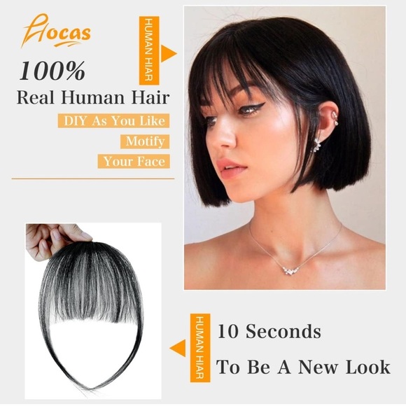 PHOCAS Clip in Human Hair Fringe Bangs - Picture 3 of 11